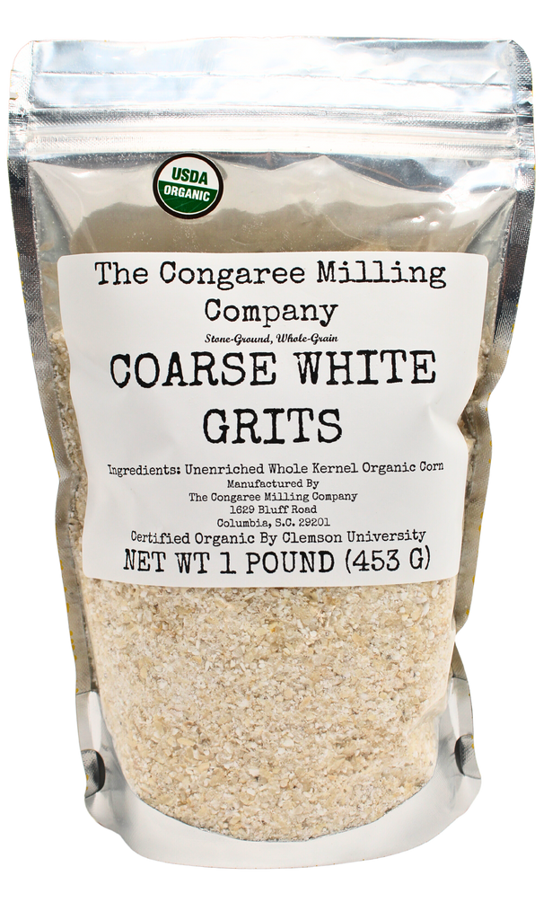One Pound UDA Organic. Stone-Ground Whole-Grain Coarse White Grits